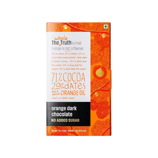 The Whole Truth Orange Dark Chocolate Bar (Cocoa 71%, Dates 29% & Dash of Orange Oil) : 80 g