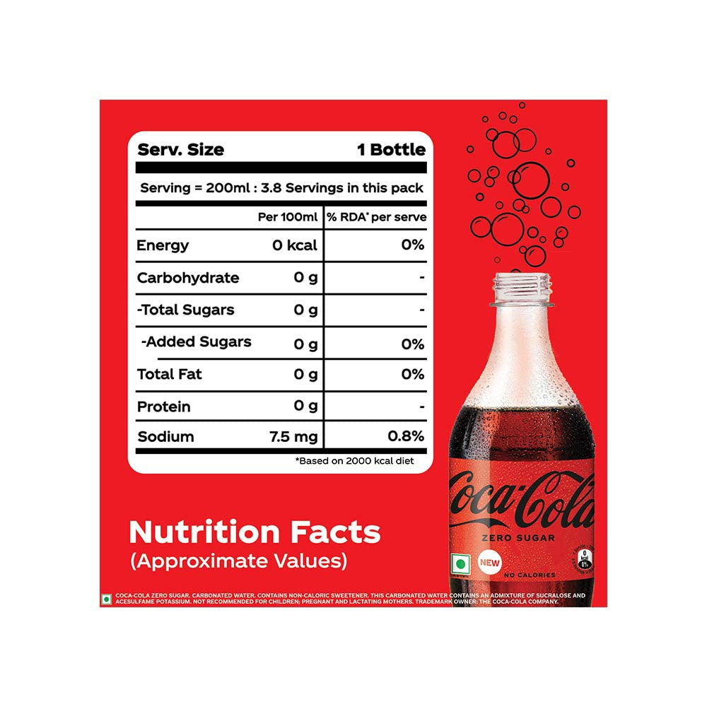 Coca-Cola Zero Sugar Soft Drink : 750 ml