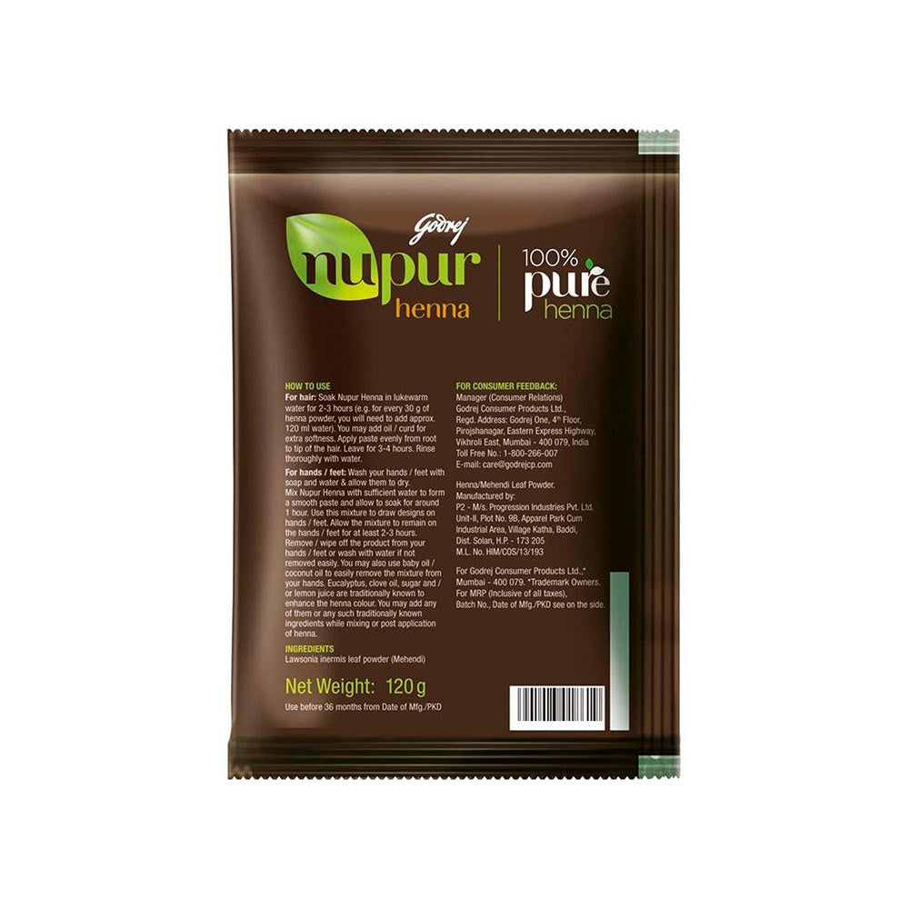 Godrej Nupur 100% Pure Henna Hair Colour / Mehendi - Pack of 2 : 2 x 120 g