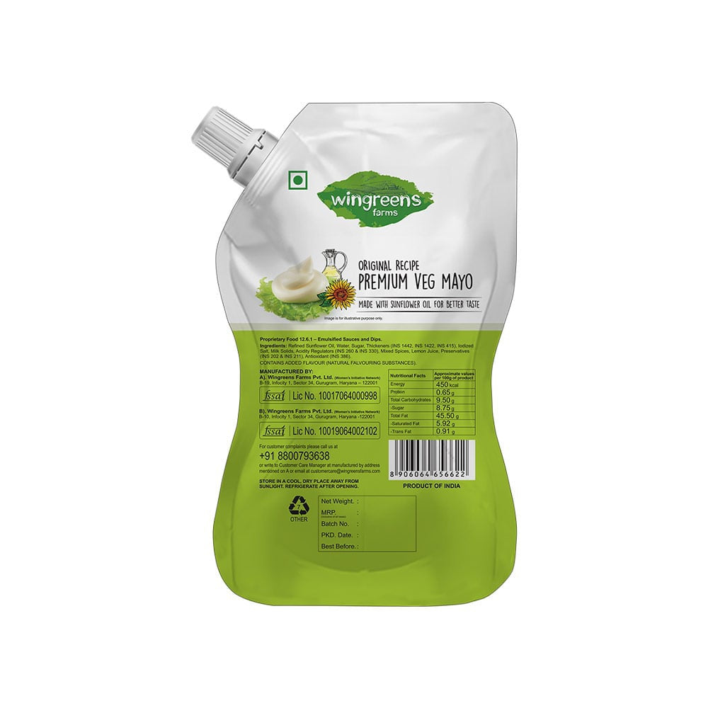 Wingreens Farms Premium Veg Mayonnaise : 800 g