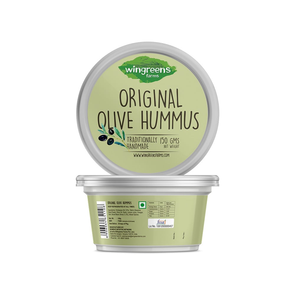 Wingreens Farms Original Olive Hummus Dip - Pack of 2 : 2 x 150 g