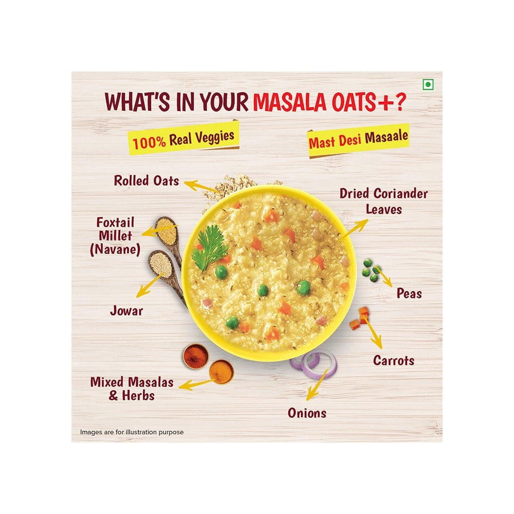 Tata Soulfull Desi Veggie Masala Oats With 25% Millets, Non Sticky : 500 g