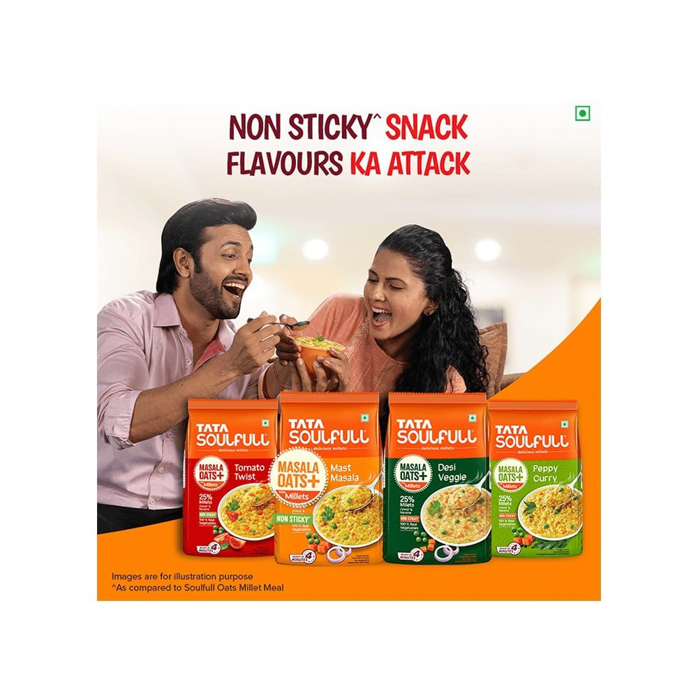 Tata Soulfull Desi Veggie Masala Oats With 25% Millets, Non Sticky : 500 g