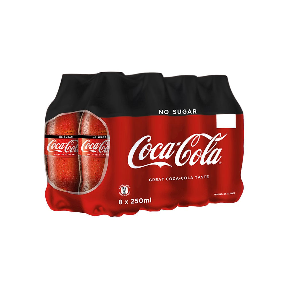 Coca-Cola No Sugar Soft Drink - Pack of 8 : 2 x 8 x 250 ml