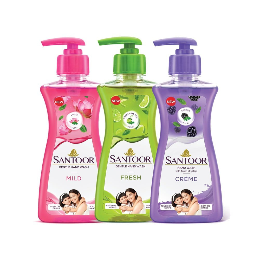 Santoor Mild Hand Wash Lotus & Tulsi - Buy 1 Get 1 Free : 200 ml + 200 ml
