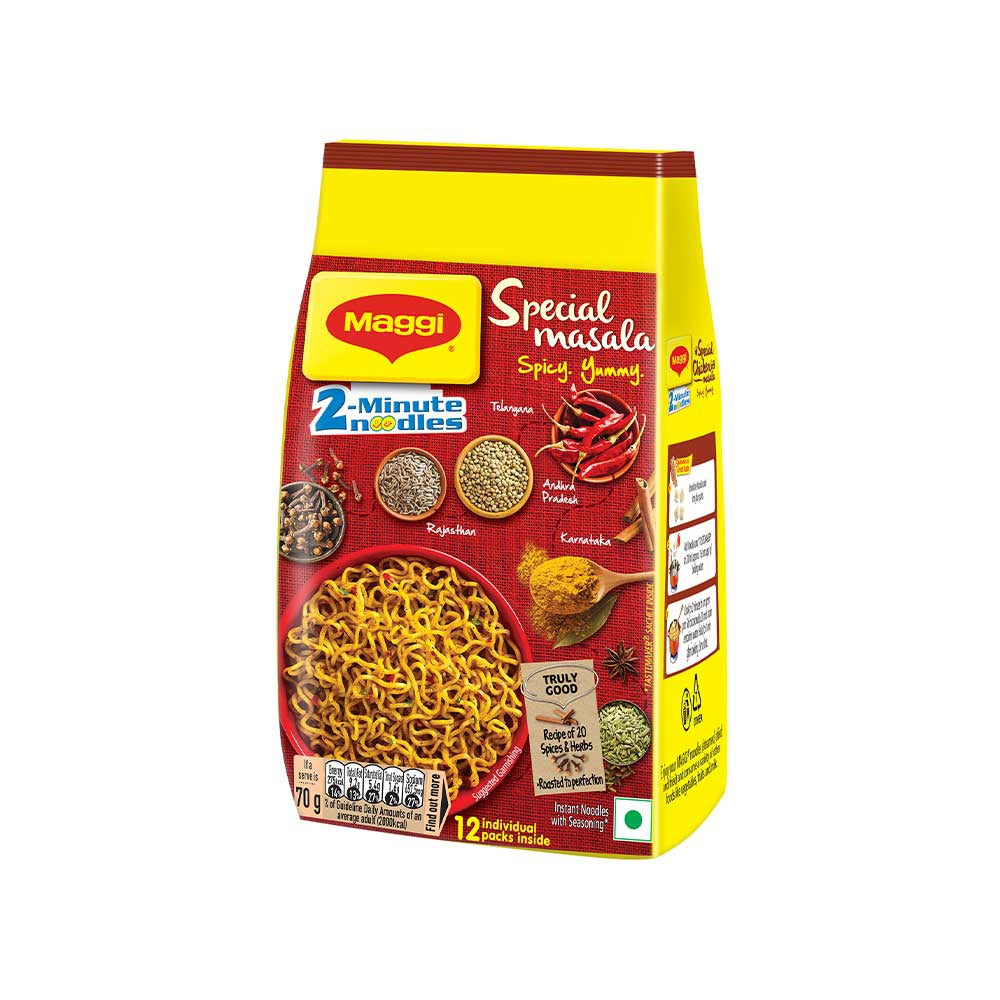 Maggi Special Masala Spicy Instant Noodles - Pack of 12 : 2 x 12 x 70 g