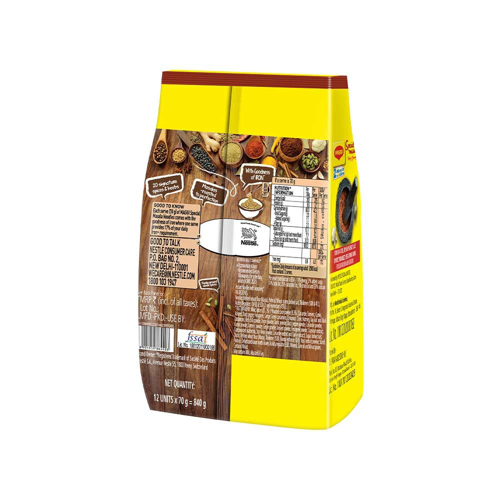 Maggi Special Masala Spicy Instant Noodles - Pack of 12 : 2 x 12 x 70 g