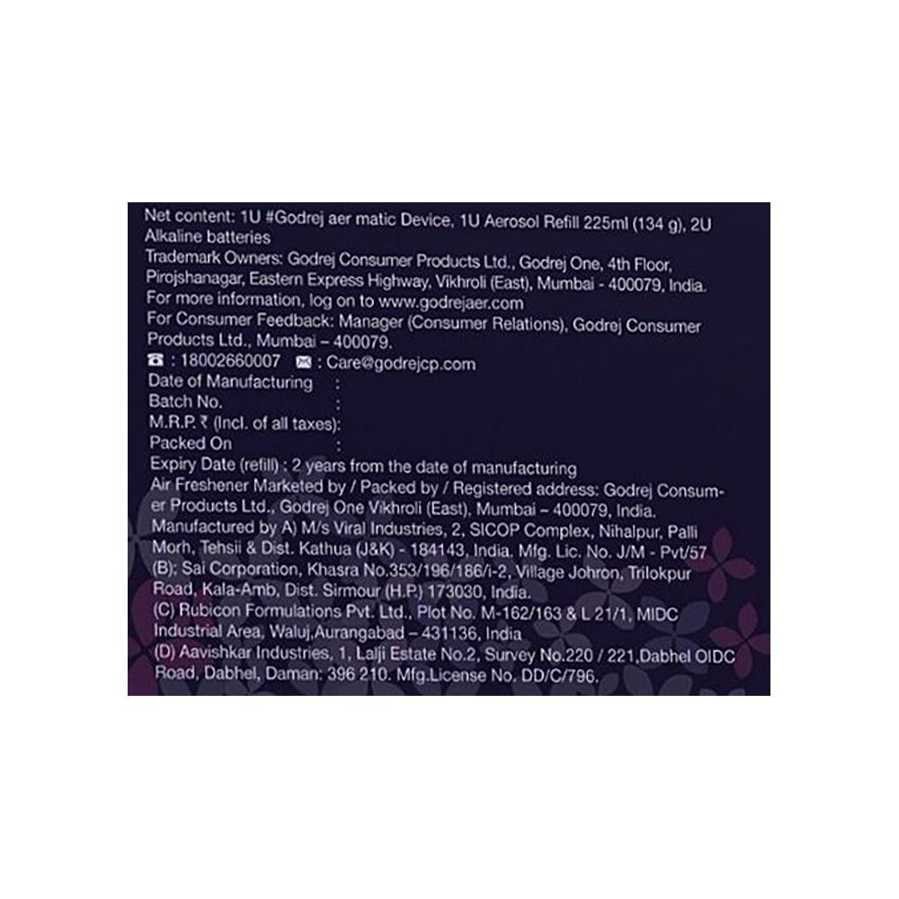 Godrej Aer Matic Air Freshener - Violet Valley Bloom (Machine + Refill) : 225 ml + 1 piece