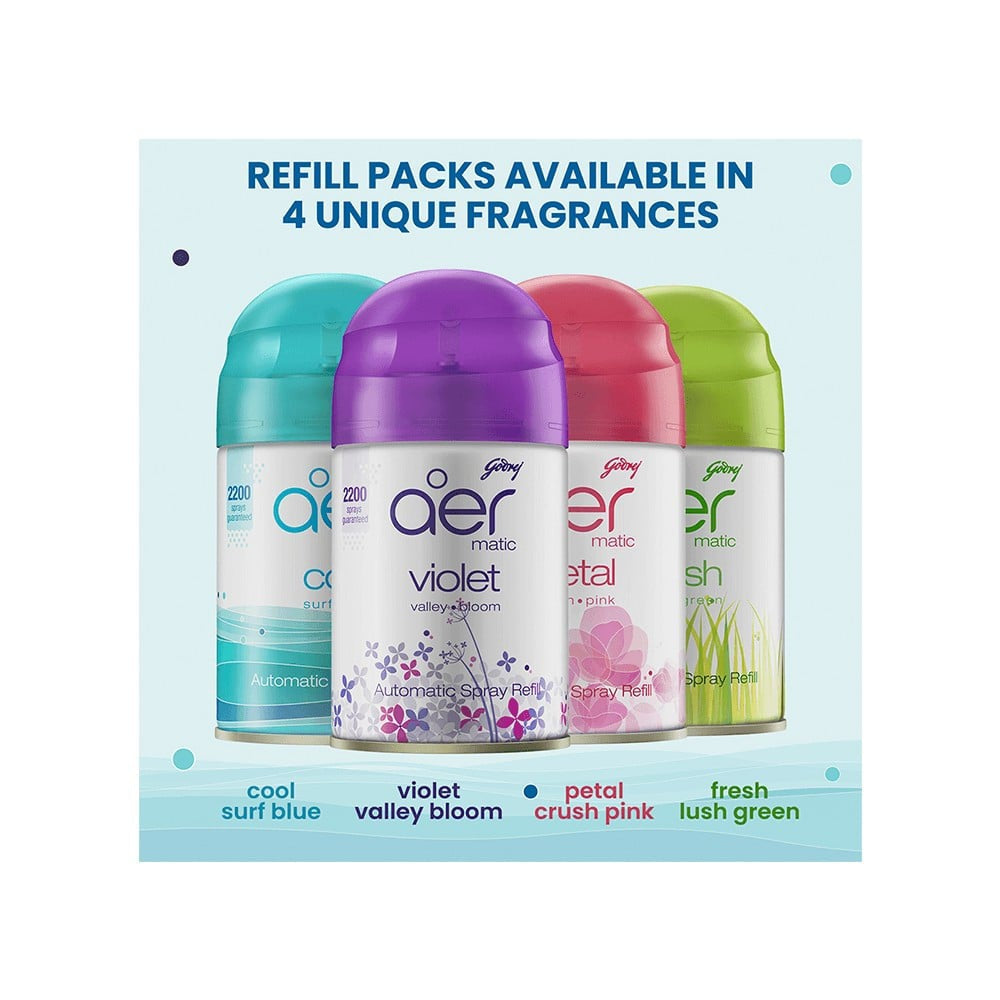 Godrej Aer Matic Air Freshener - Cool Surf Blue (Machine + Refill) : 225 ml + 1 piece