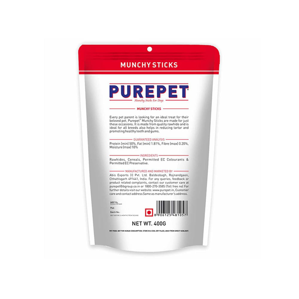 PurePet Mutton Flavour Munchy Sticks Dog Treat : 400 g