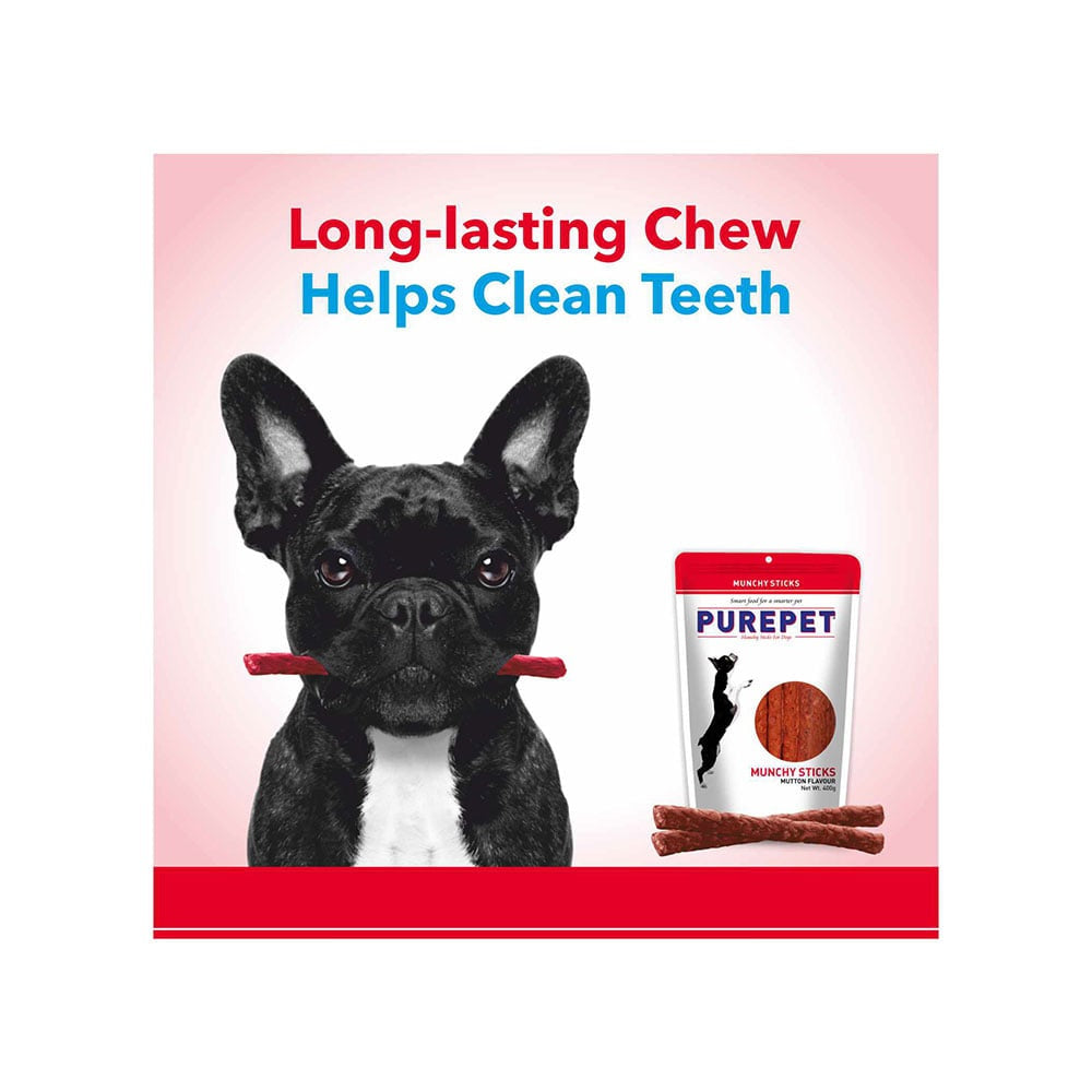 PurePet Mutton Flavour Munchy Sticks Dog Treat : 400 g