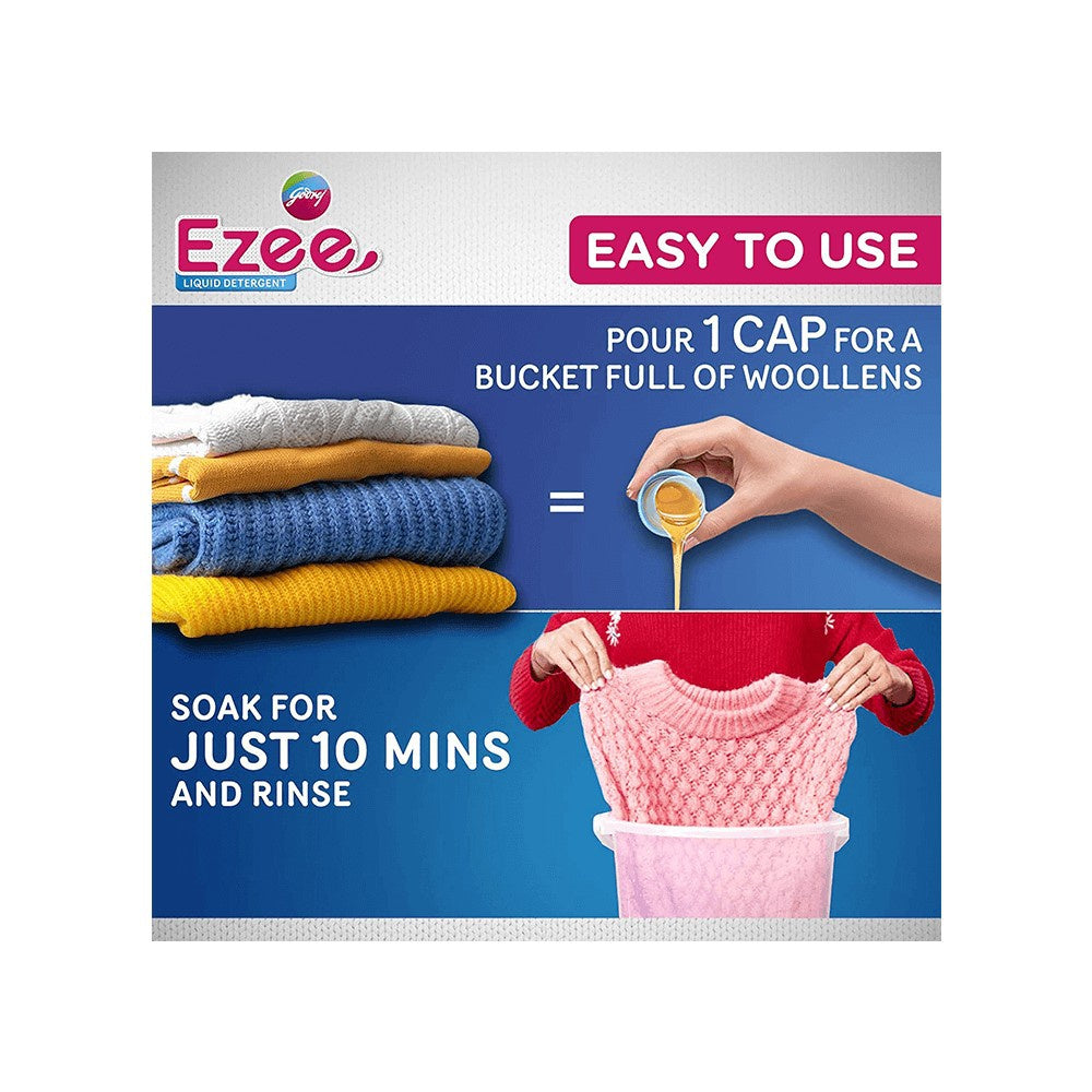 Godrej Ezee Woollen Liquid Detergent For Winterwear- Chiffon & Silks - Pack of 2 : 2 x 2 kg