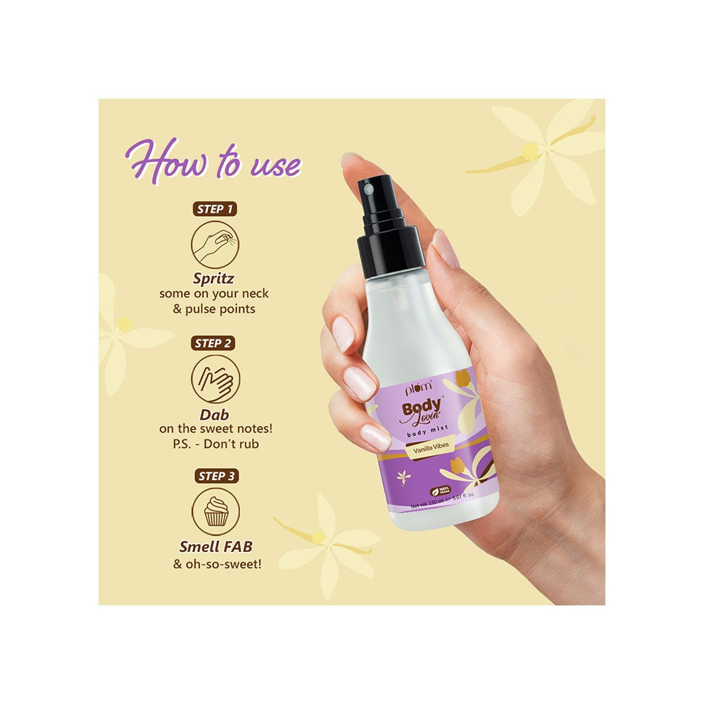 Plum BodyLovin' Body Mist (Warm Vanilla) - Pack of 2 : 2 x 150 ml
