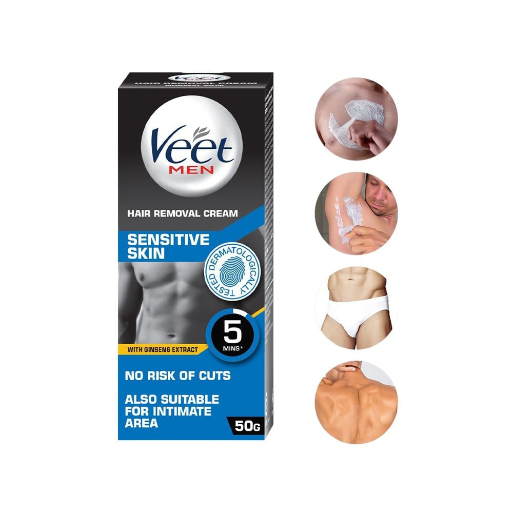 Veet Men's Hair Removal Cream (Sensitive Skin) - Pack of 2 : 2 x 50 g