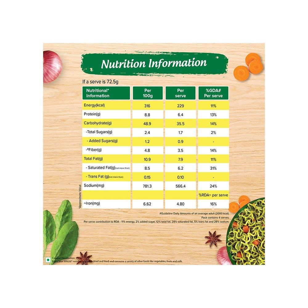Maggi Nutri-licious Masala Veg Atta Instant Noodles with Spinach : 290 g
