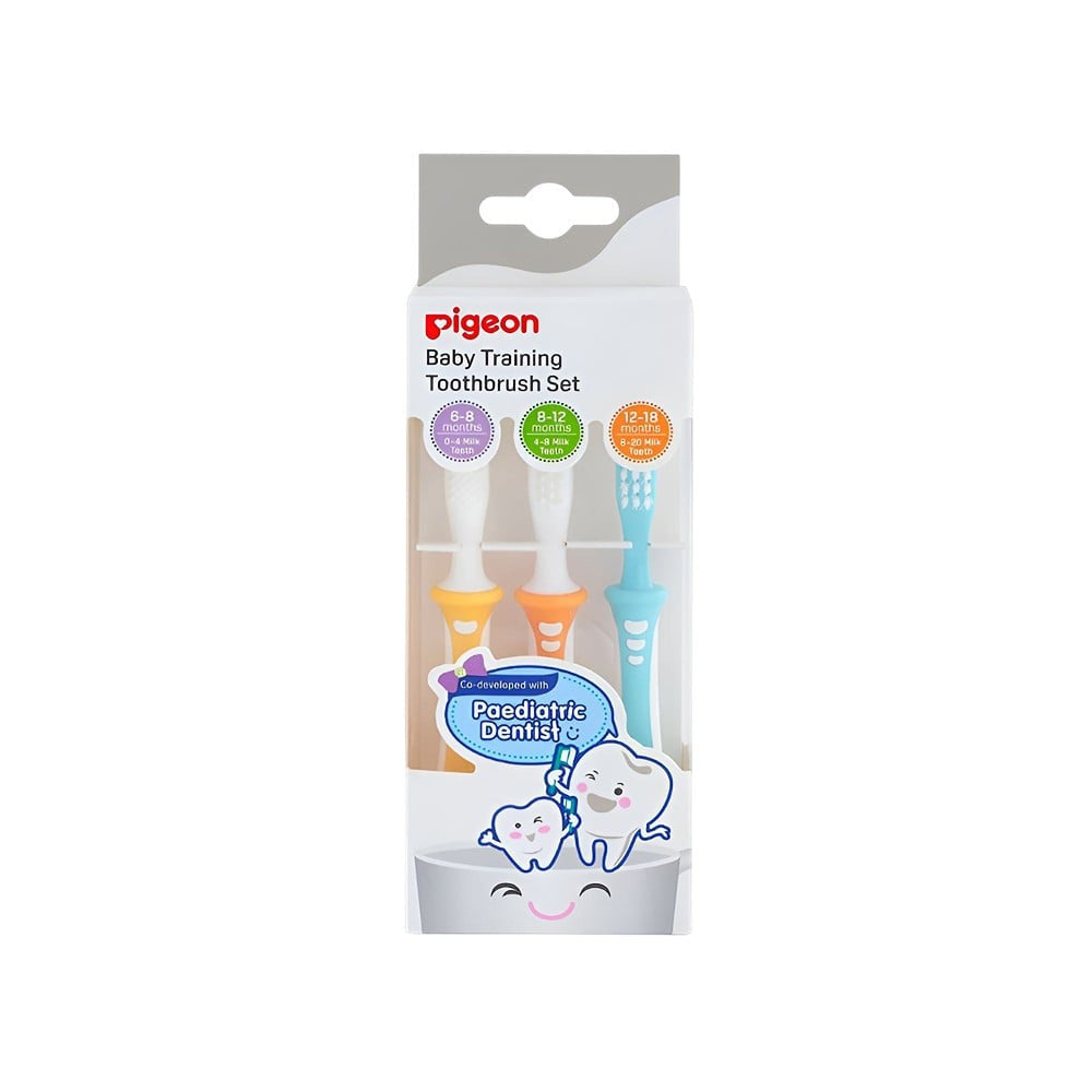 Pigeon Baby Training Baby Toothbrush (Set) : 1 set (3 pieces)