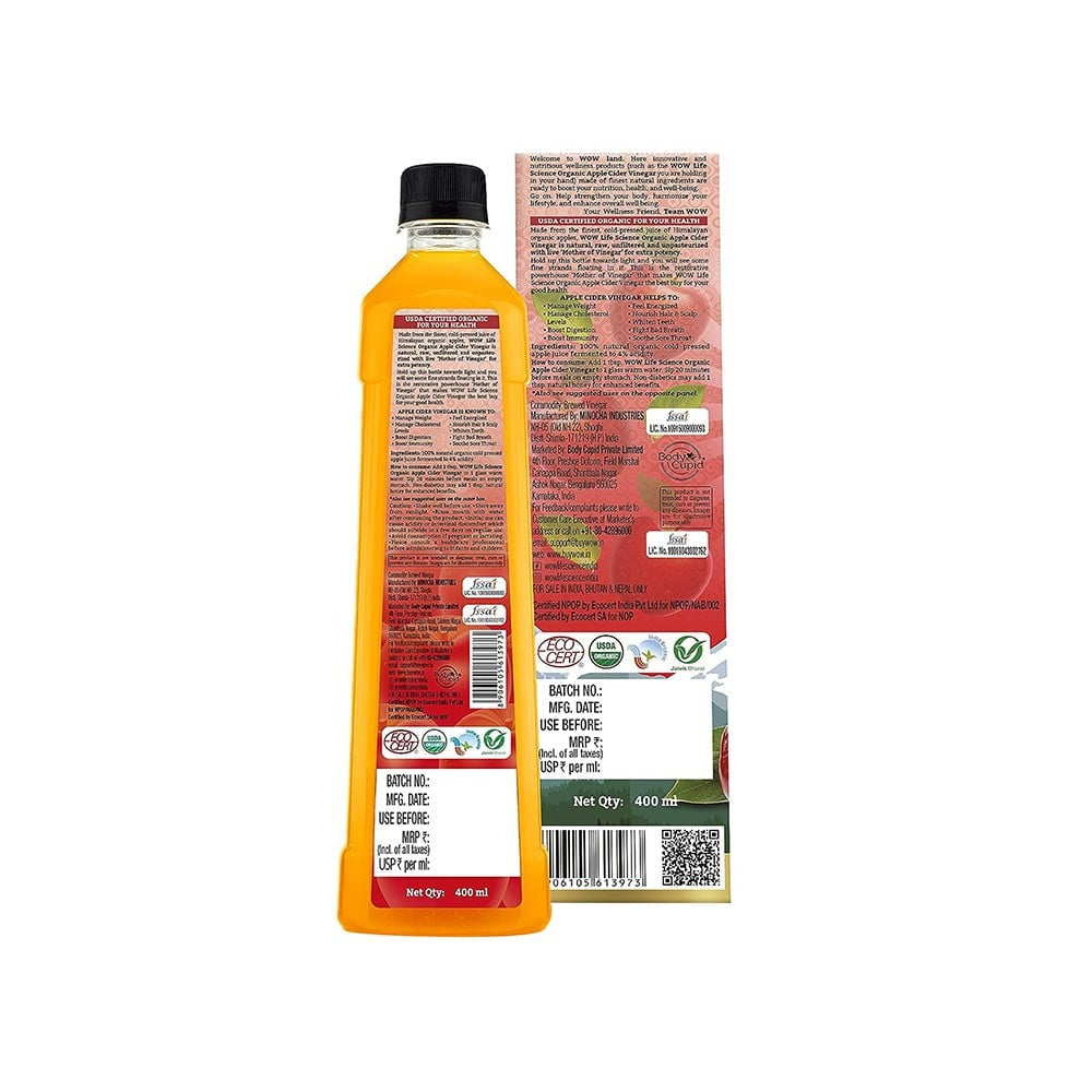 WOW Life Science Apple Cider Vinegar : 400 ml
