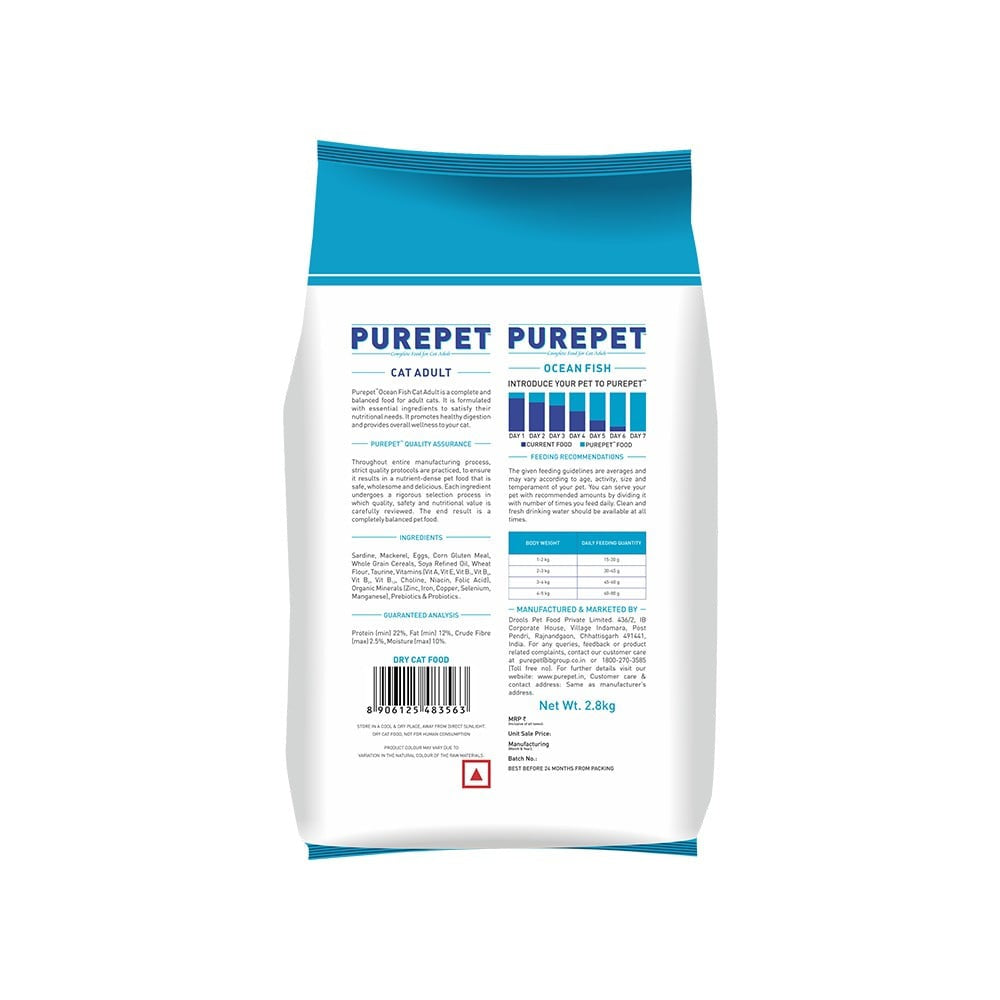 PurePet Complete Dry Cat Food (Ocean Fish, Adult) : 2.8 kg