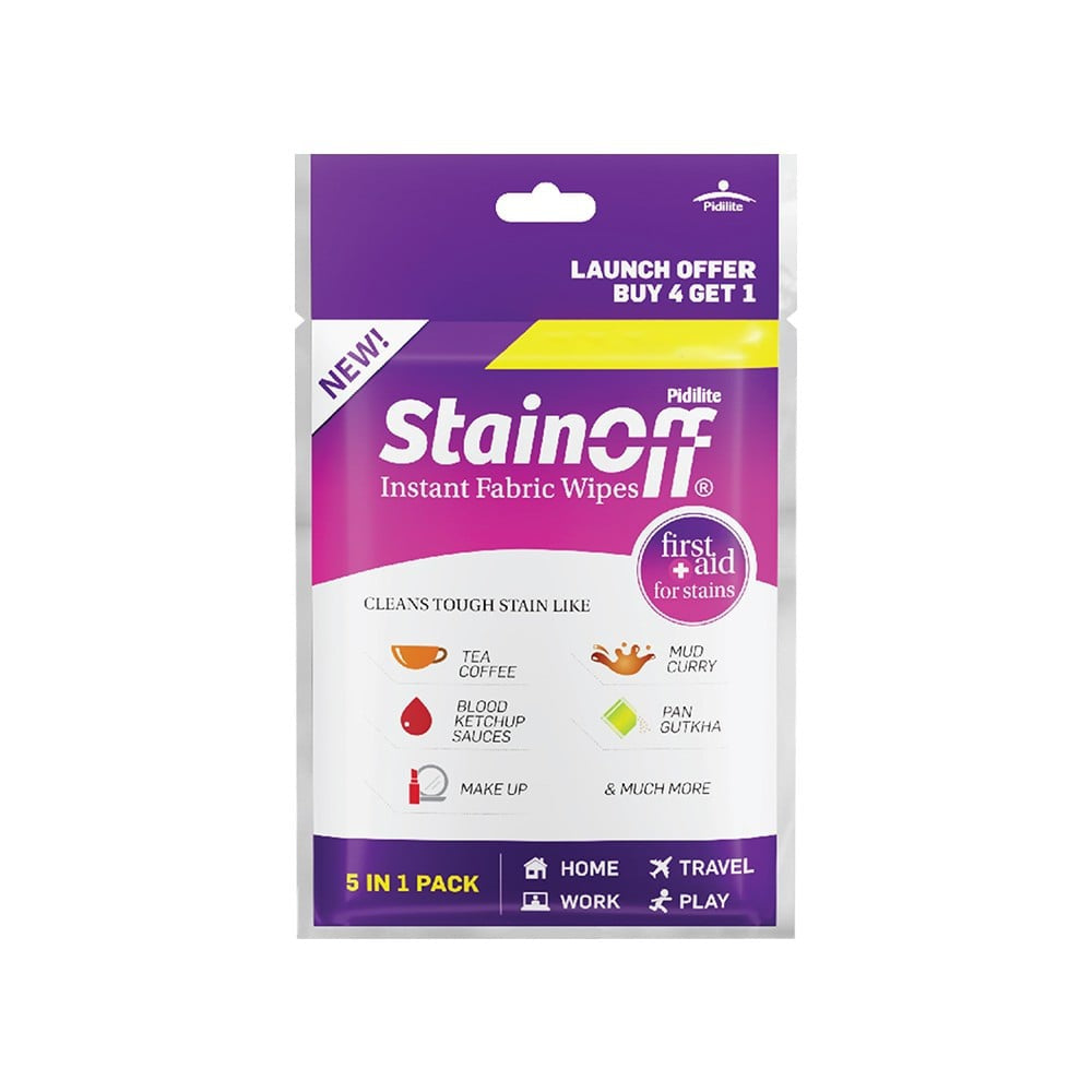 Pidilite Stainoff Instant Stain Remover Fabric Wipes : 5 pcs