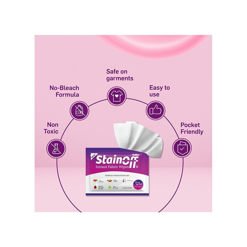 Pidilite Stainoff Instant Stain Remover Fabric Wipes : 5 pcs