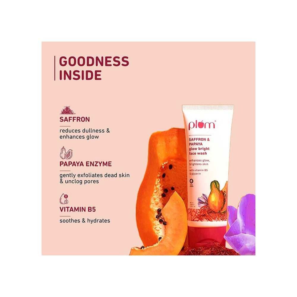 Plum Saffron & Papaya Glow Bright Face Wash : 100 ml
