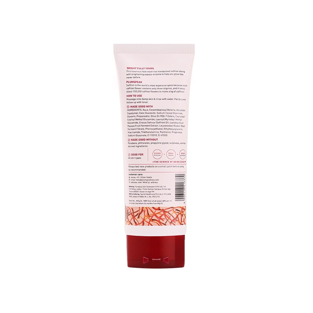 Plum Saffron & Papaya Glow Bright Face Wash : 100 ml