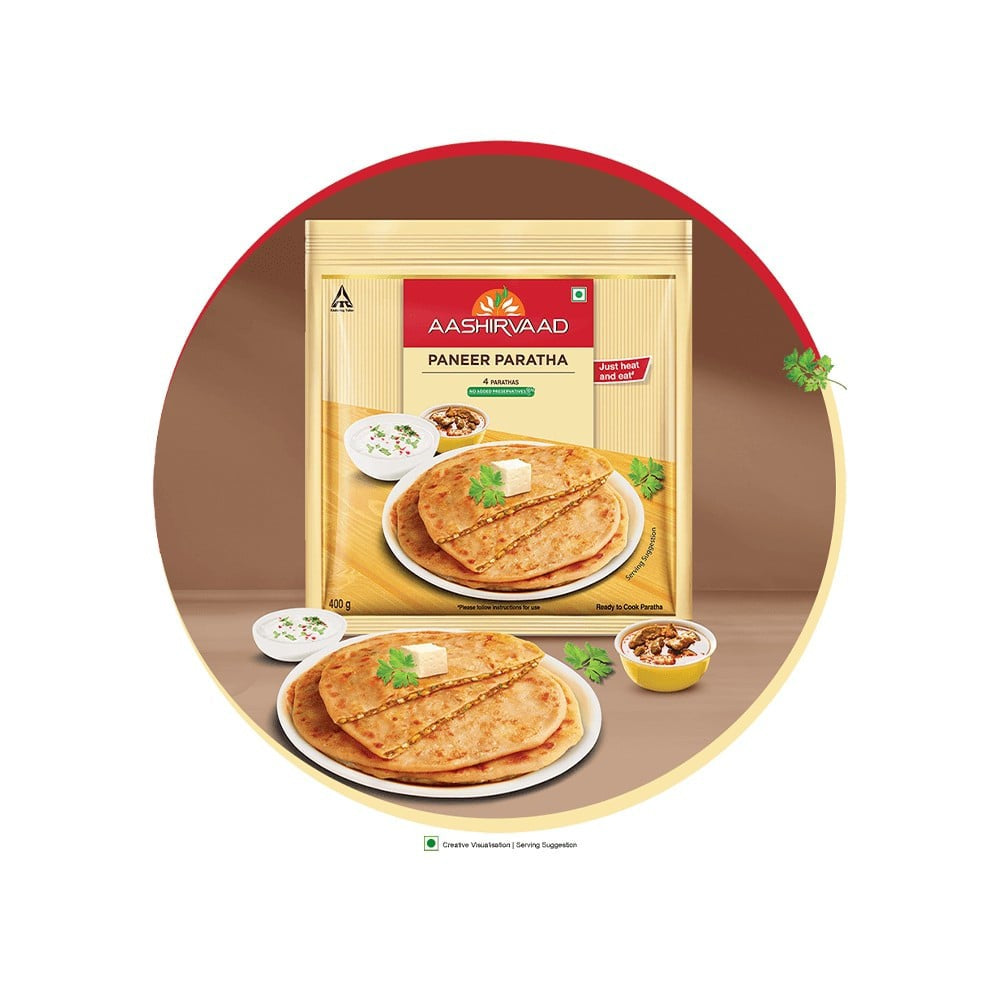Aashirvaad Paneer Paratha (Heat & Eat) : 400 g (4 pieces)
