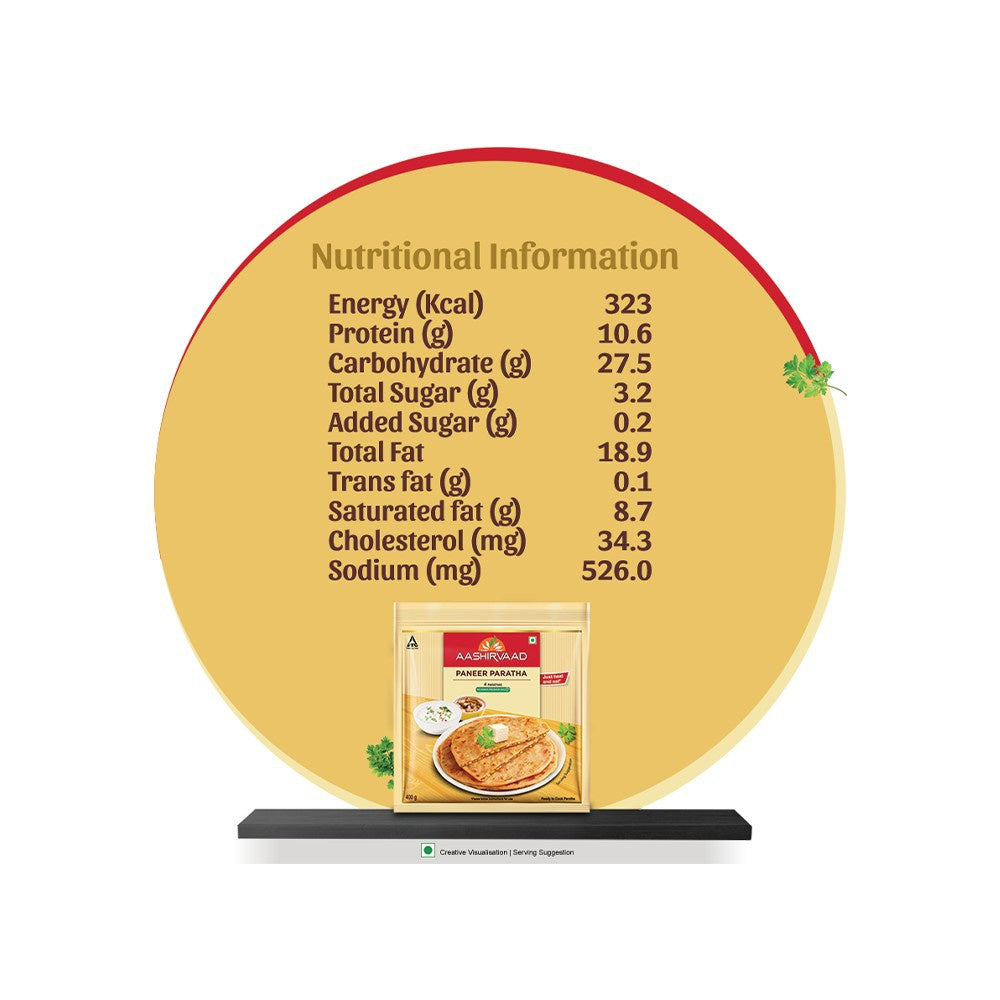 Aashirvaad Paneer Paratha (Heat & Eat) : 400 g (4 pieces)
