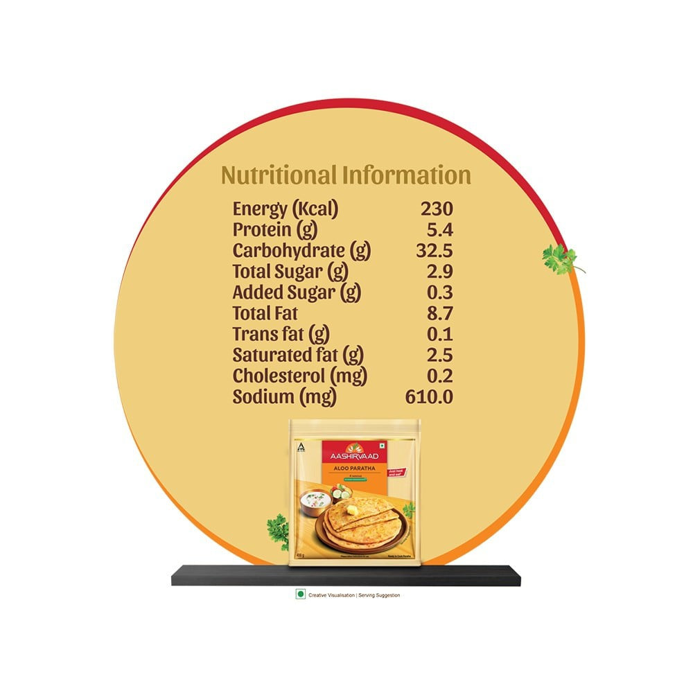Aashirvaad Aloo Paratha (Heat & Eat) : 400 g (4 pieces)