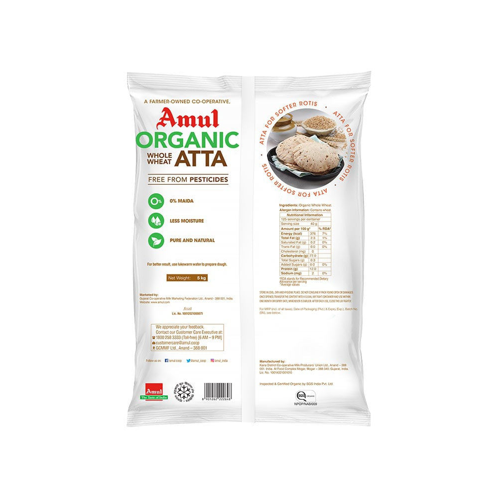 Amul Organic Atta (Whole Wheat) : 5 kg