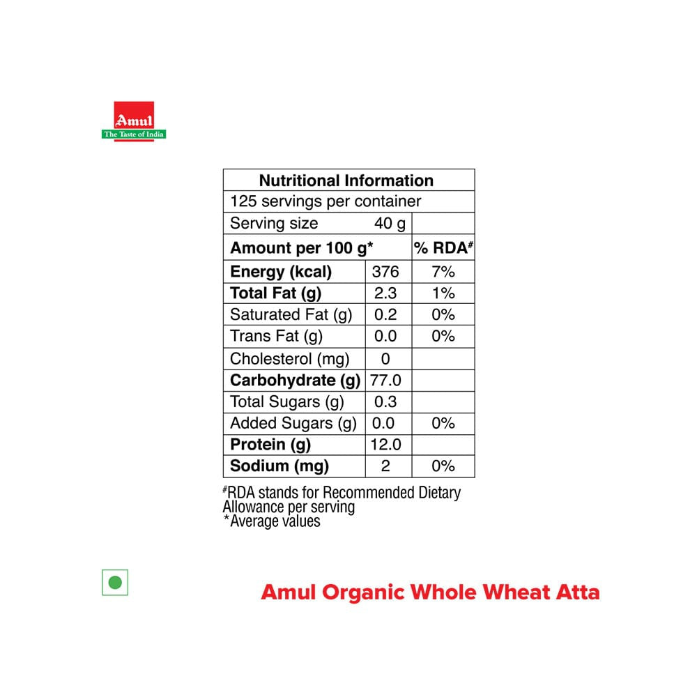 Amul Organic Atta (Whole Wheat) : 5 kg