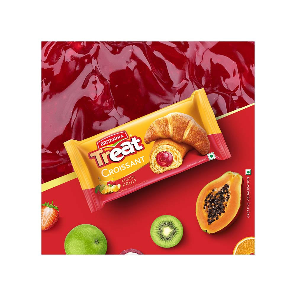 Britannia Treat Croissant with Mixed Fruit Creme Filling - Pack of 2 : 2 x 47 g