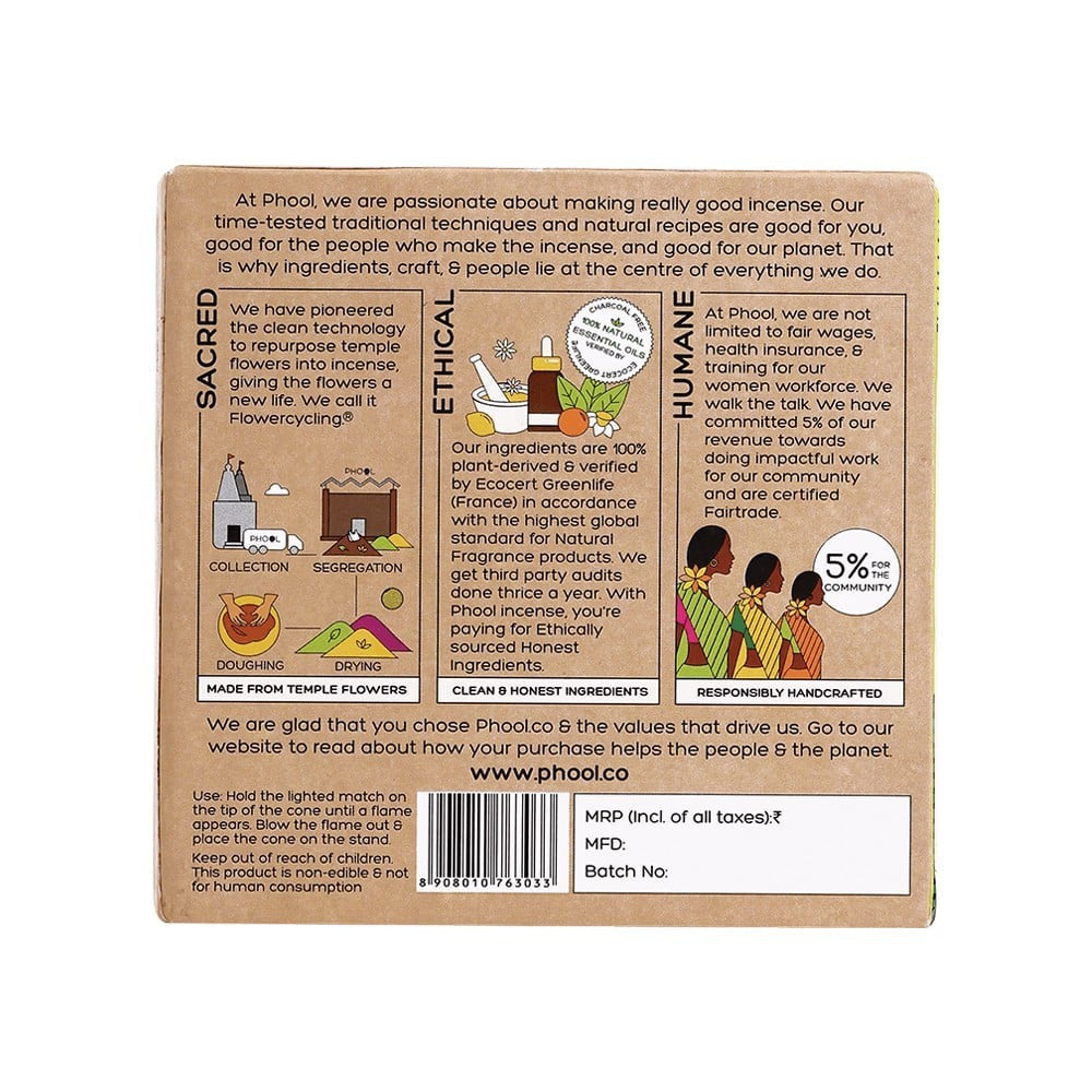 Phool Indian Rose Luxury Incense Dhoop Cones : 1 pack (40 pieces)