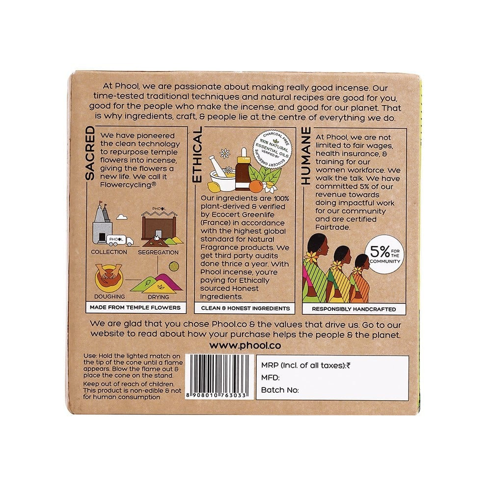 Phool Tuberose Luxury Dhoop Cones : 1 pack (40 pieces)