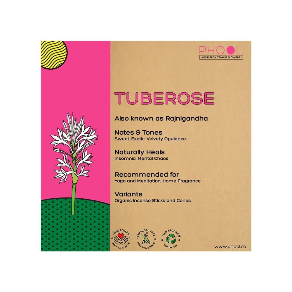 Phool Tuberose Luxury Dhoop Cones : 1 pack (40 pieces)