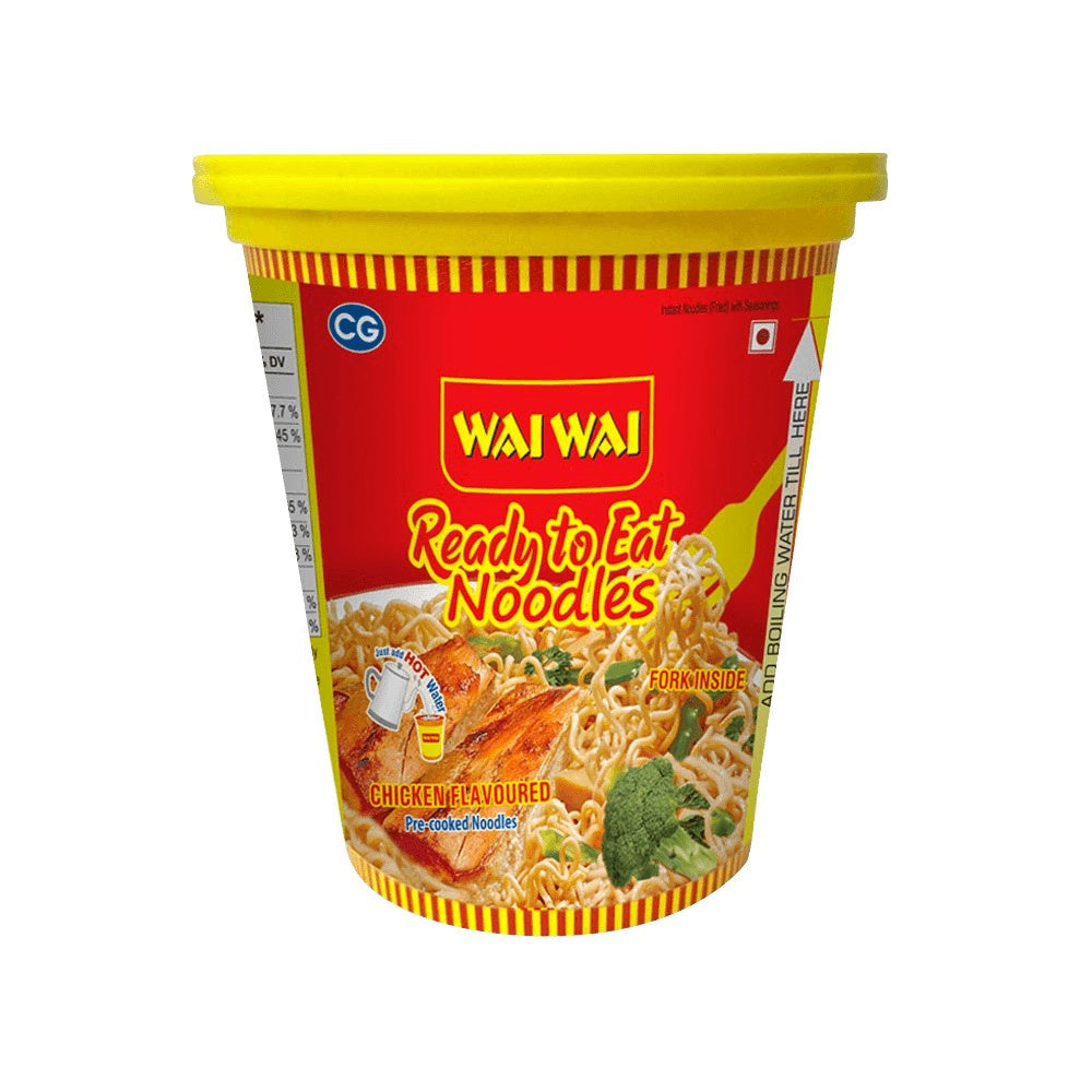 Wai Wai Ready To Eat Chicken Cup Noodles - Pack of 2 : 2 x 75 g