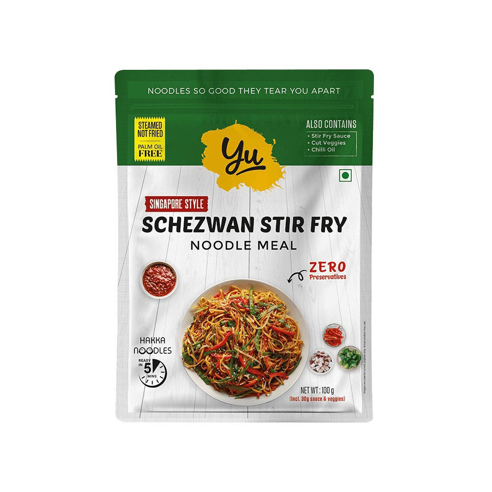 Yu Instant Schezwan Hakka Noodles (Steamed Hakka + Sauce + Veggies) : 100 g