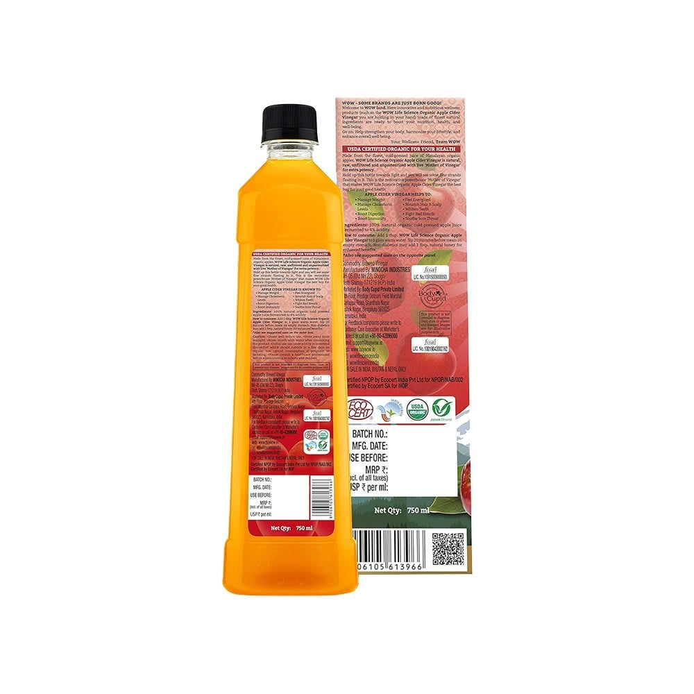 WOW Life Science Apple Cider Vinegar : 750 ml