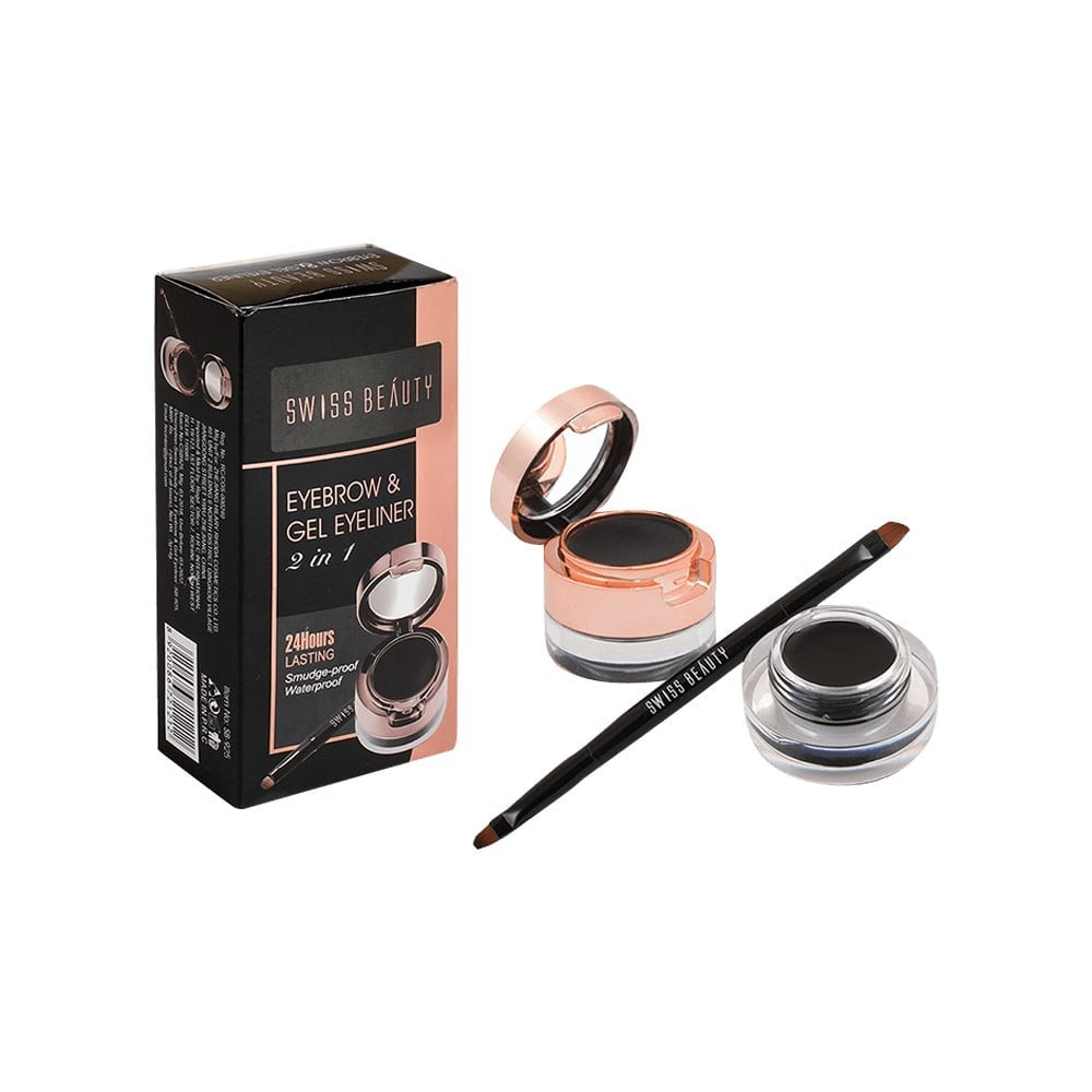 Swiss Beauty 2 In 1 Eyebrow & Gel Eyeliner (Black) : 7 g