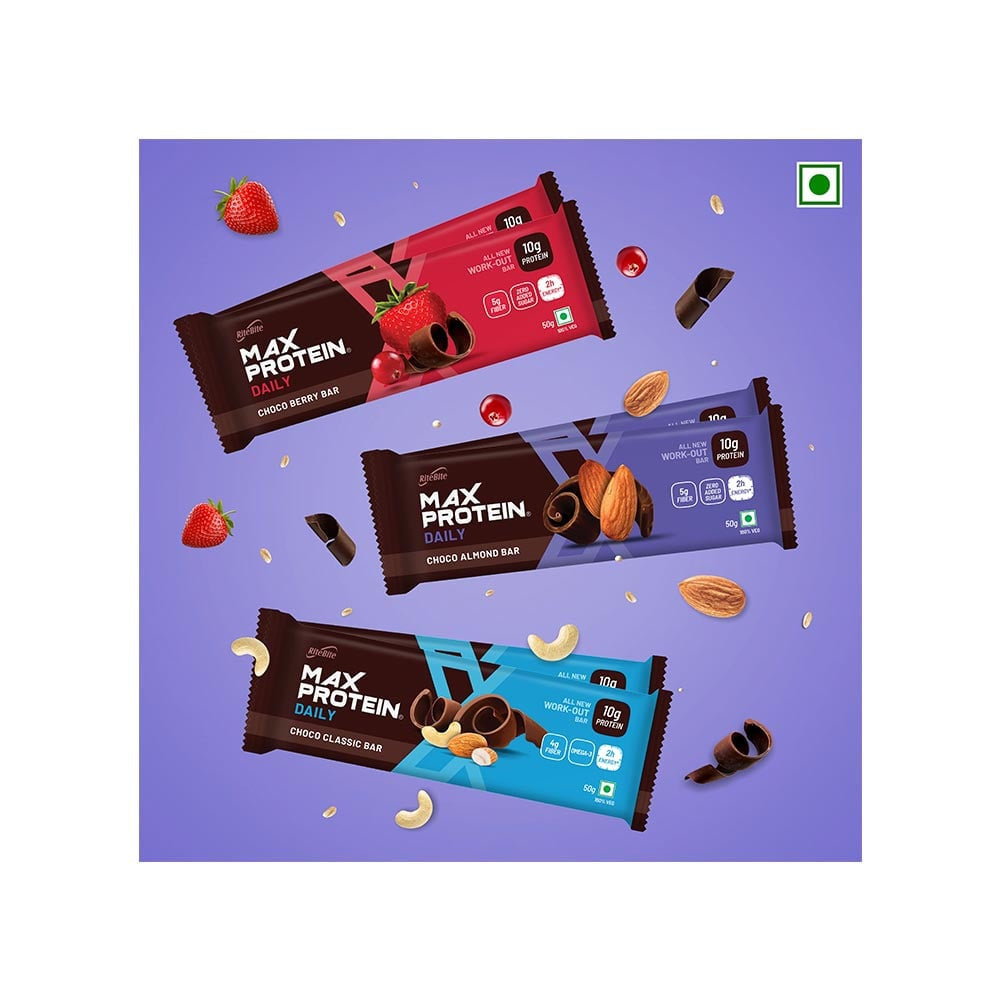 RiteBite Max Protein Daily Protein Bar (Assorted) - Pack of 2 : 2 x 1 pack (6 x 50 g)
