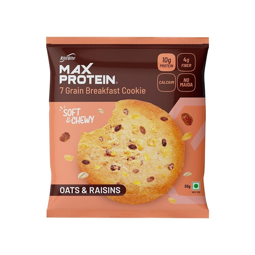 RiteBite Max Protein Daily Choco Berry Protein Bar + RiteBite Max Protein Oats & Raisins Cookies Combo : 55 g + 50 g