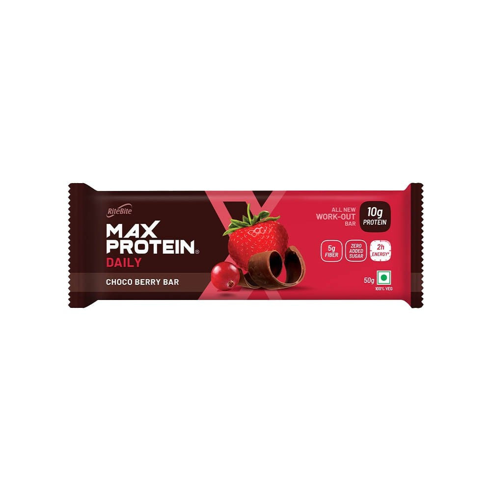 RiteBite Max Protein Daily Choco Berry Protein Bar + RiteBite Max Protein Oats & Raisins Cookies Combo : 55 g + 50 g
