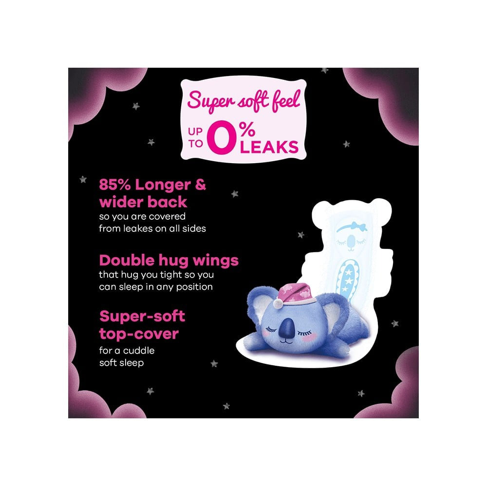 Whisper Bindazzz Nights Koala Soft Sanitary Pads : 10 pieces