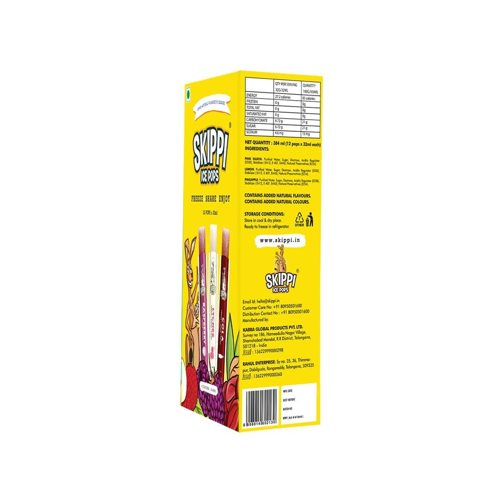 Skippi Natural Flavour Ice Pops : 384 ml