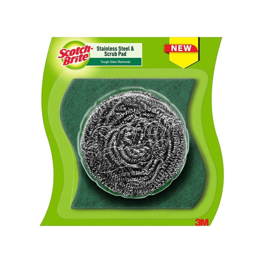 Scotch Brite Stainless Steel Scrubber with 1 Scrub Pad : 1 pack