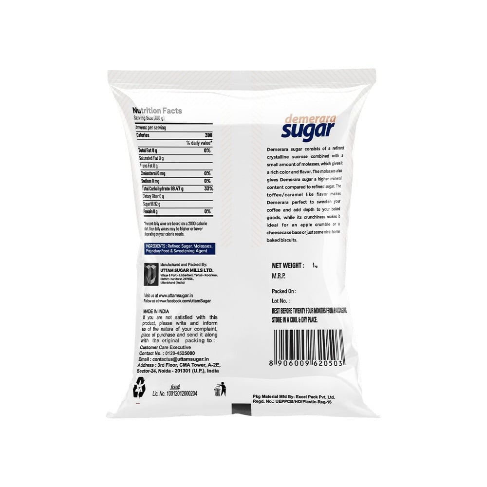 Uttam Refined Demerara Sugar : 1 kg