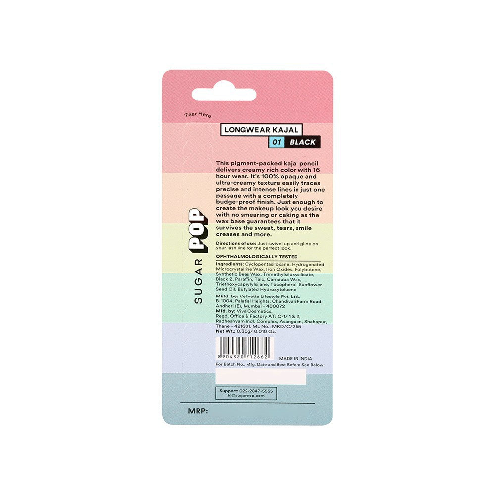 SUGAR POP Longwear Kajal (Black 01) : 0.3 g