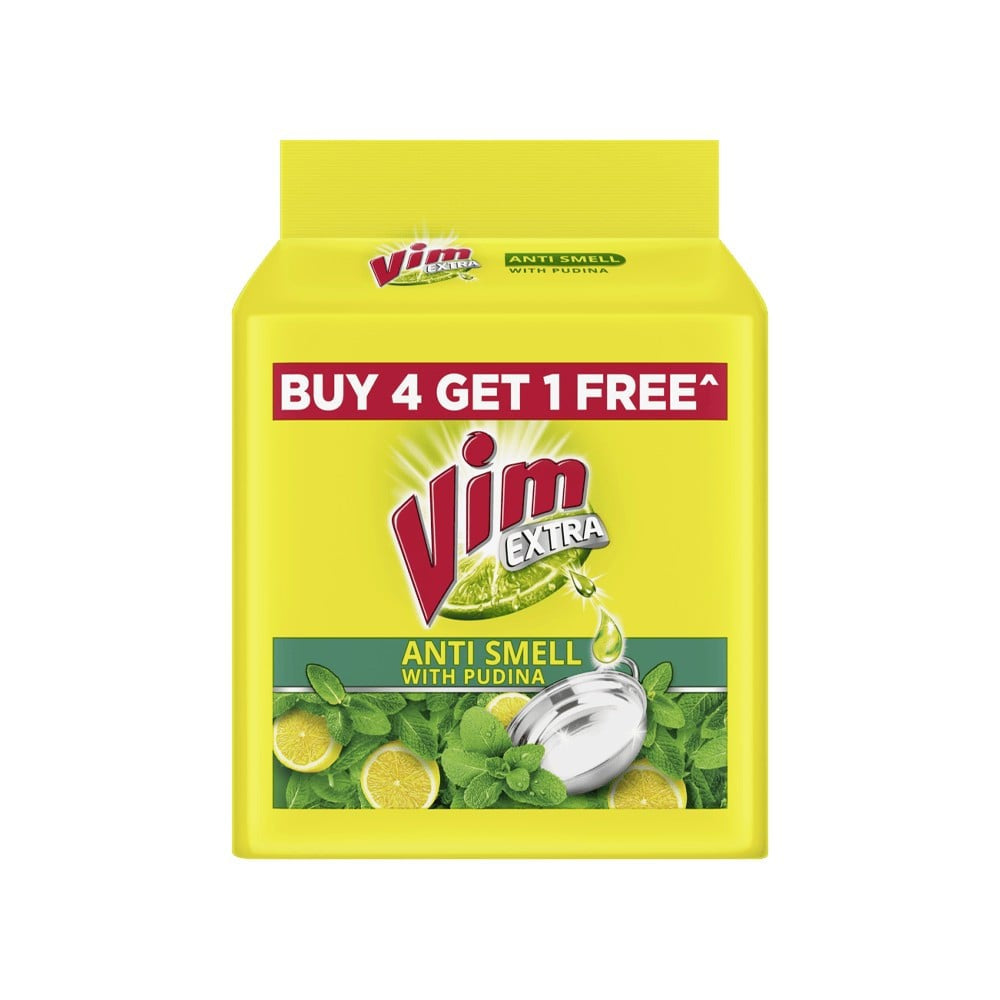 Vim Anti Smell Pudina Dishwash Bar : 5 pcs