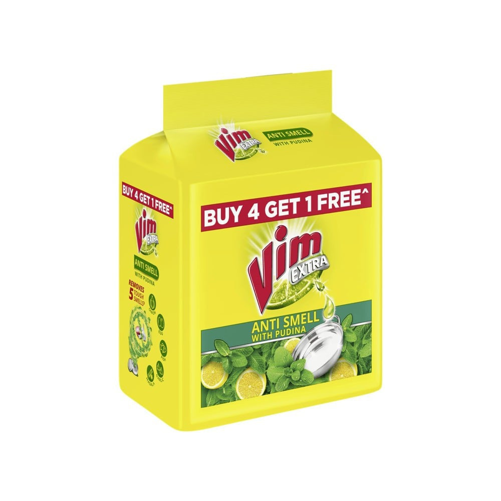 Vim Anti Smell Pudina Dishwash Bar : 5 pcs