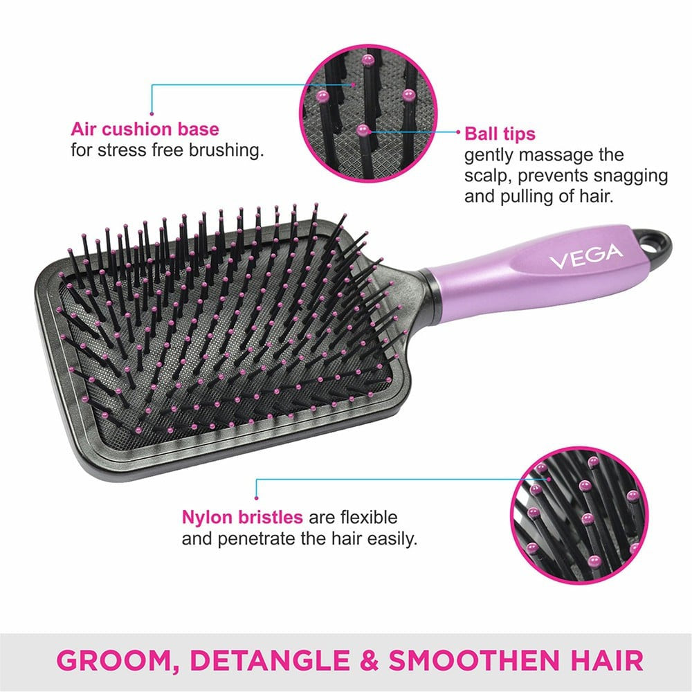 Vega Paddle Hair Brush (Black, Purple) : 1 piece